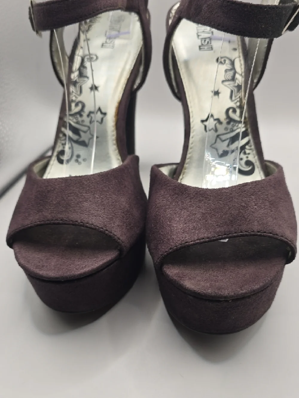 Brash Plum Suede Peep-Toe Platform Sandals Size 11